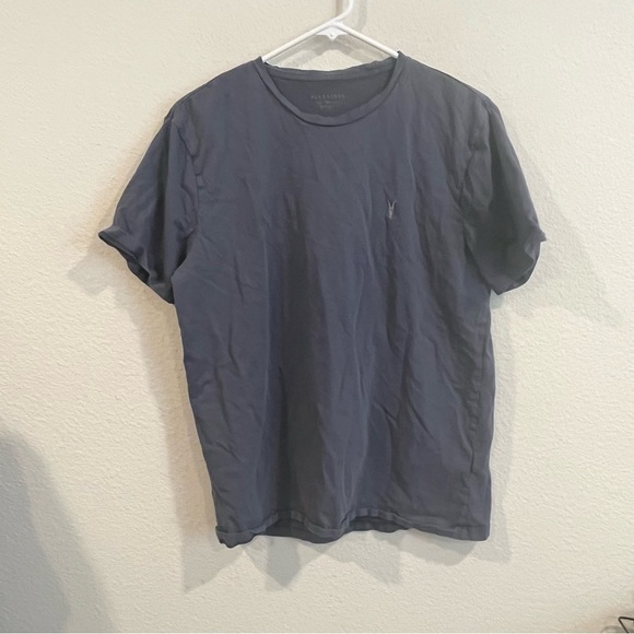 Blue gray All Saints tshirt- size large has a couple small holes on front - Picture 1 of 8